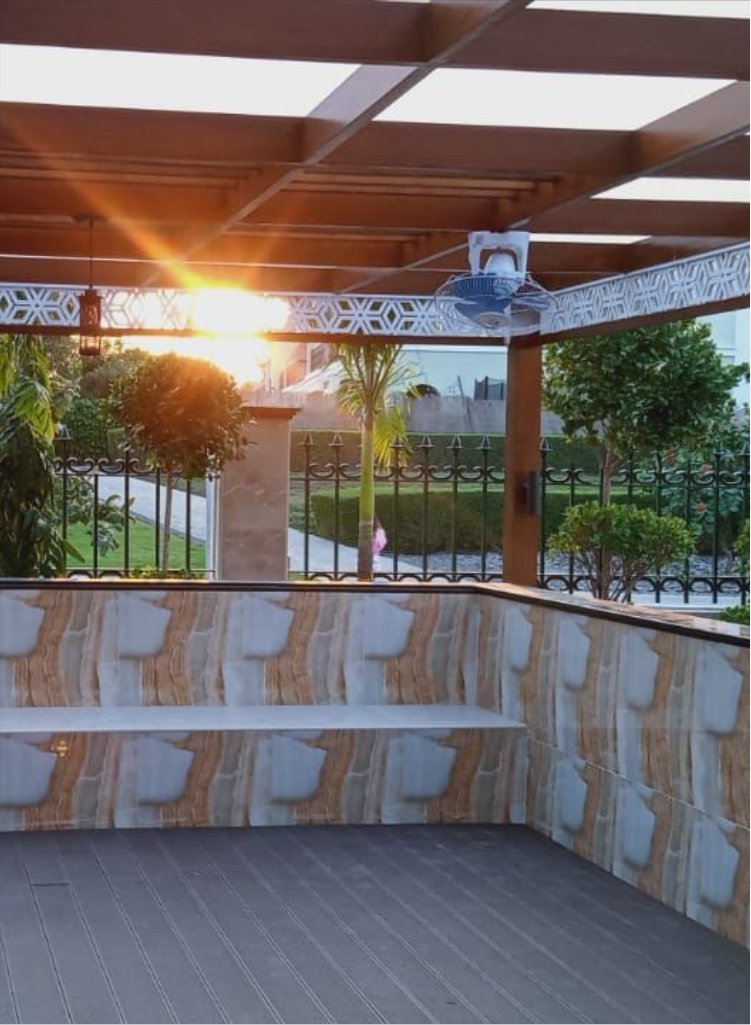 Outdoor Majlis, Garden, outdoor tiles, Garden landscaping